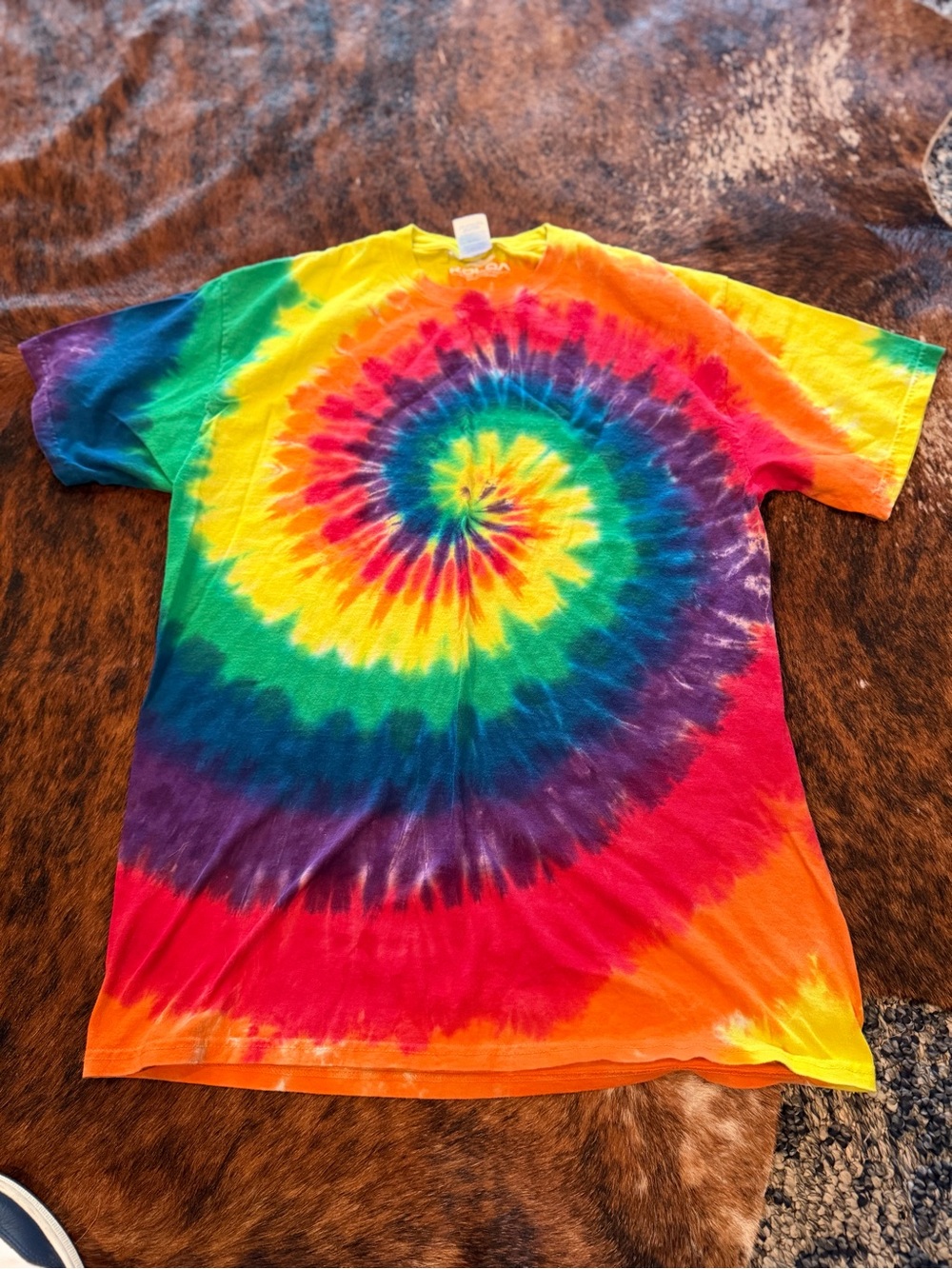 Koloa Surf Company Tie Dye T Shirt Adult L Rainbow Spiral 100% Cotton Hippie
